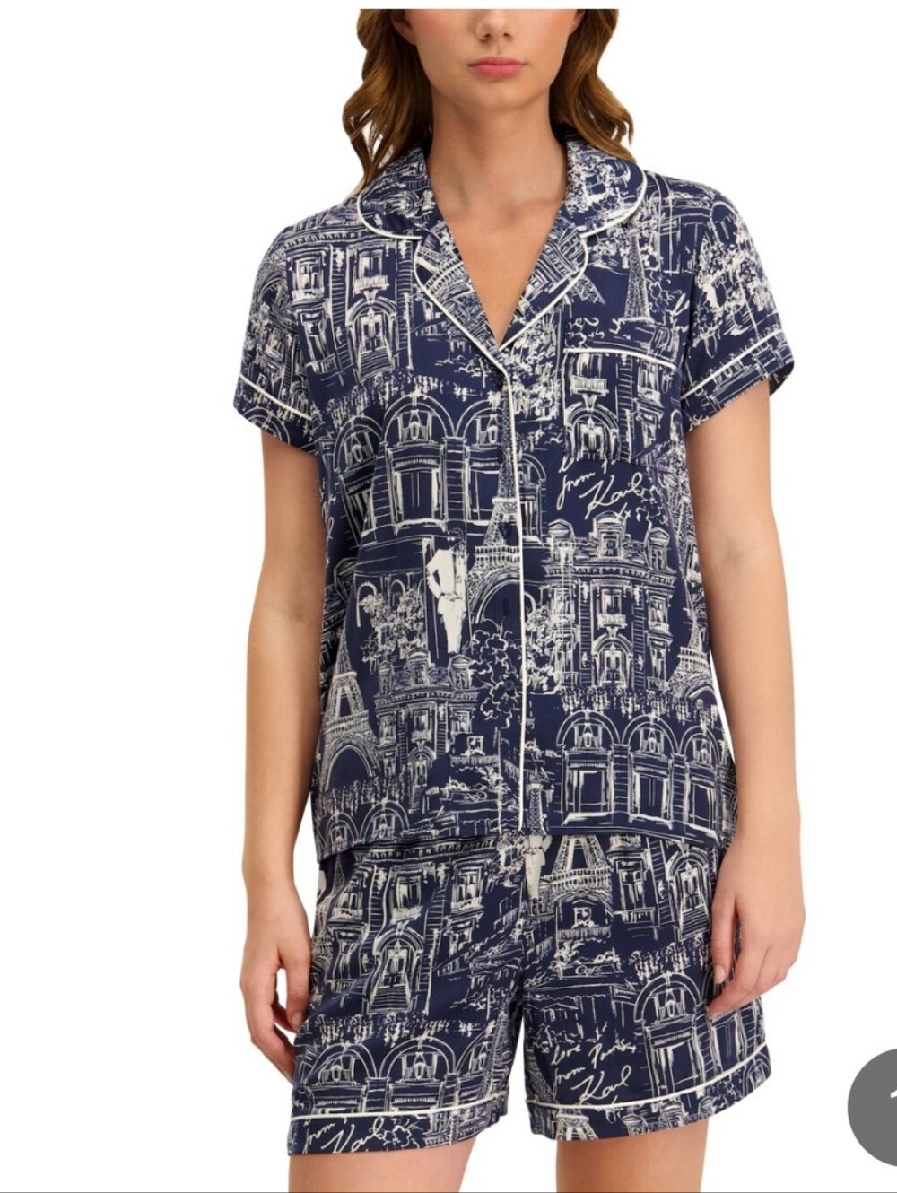 (6) Karl Lagerfeld  Ladies 2pies Notch Collar Pajama Set